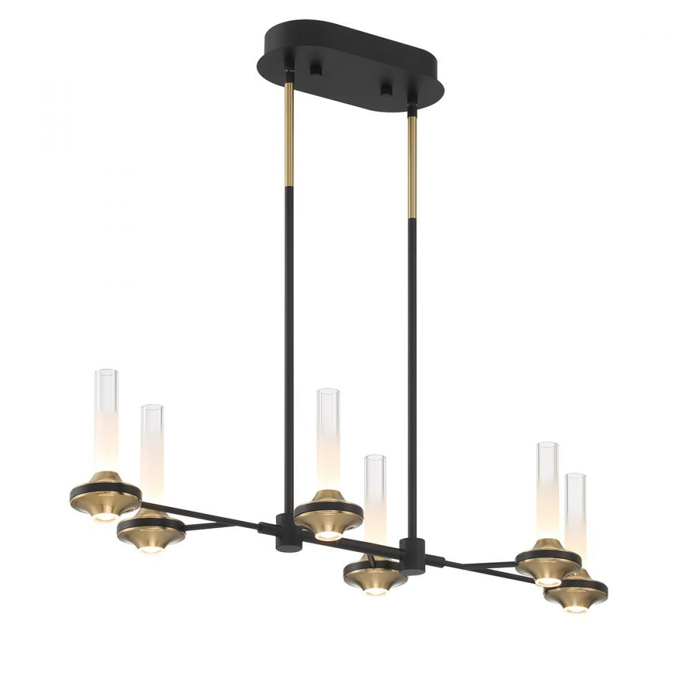 Torcia 12 Light Chandelier in Black and Brass