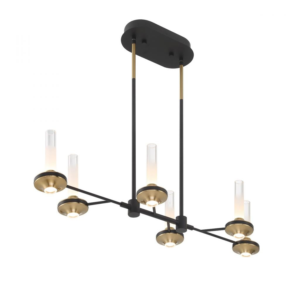Torcia 12 Light Chandelier in Black and Brass
