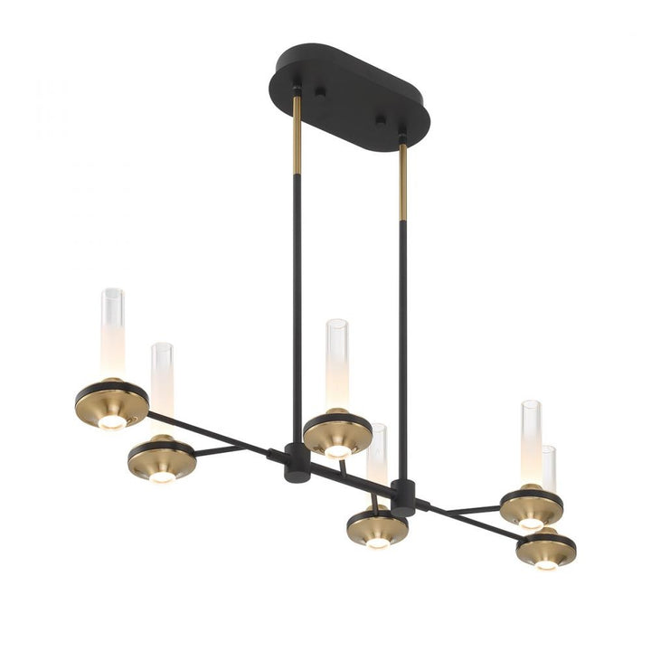 Torcia 12 Light Chandelier in Black and Brass