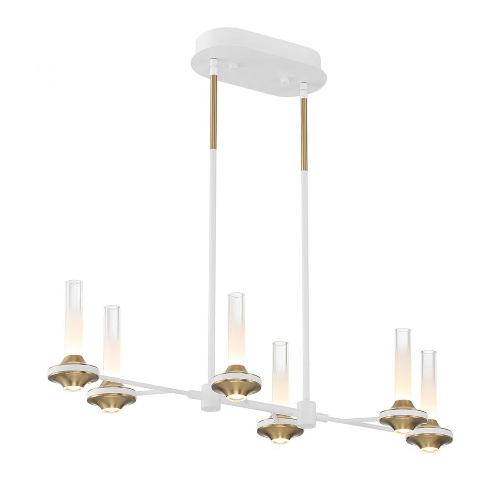 Torcia 12 Light Chandelier in White and Brass