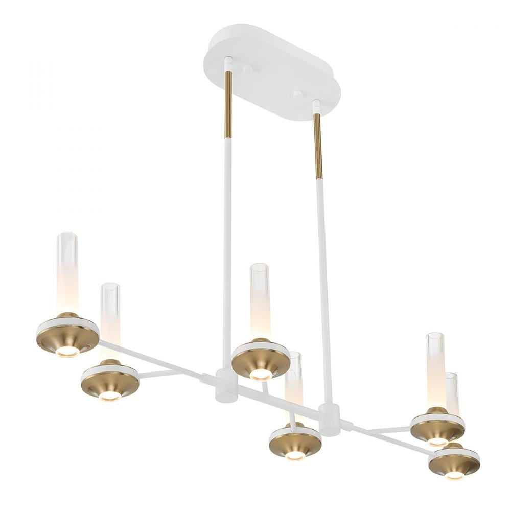 Torcia 12 Light Chandelier in White and Brass