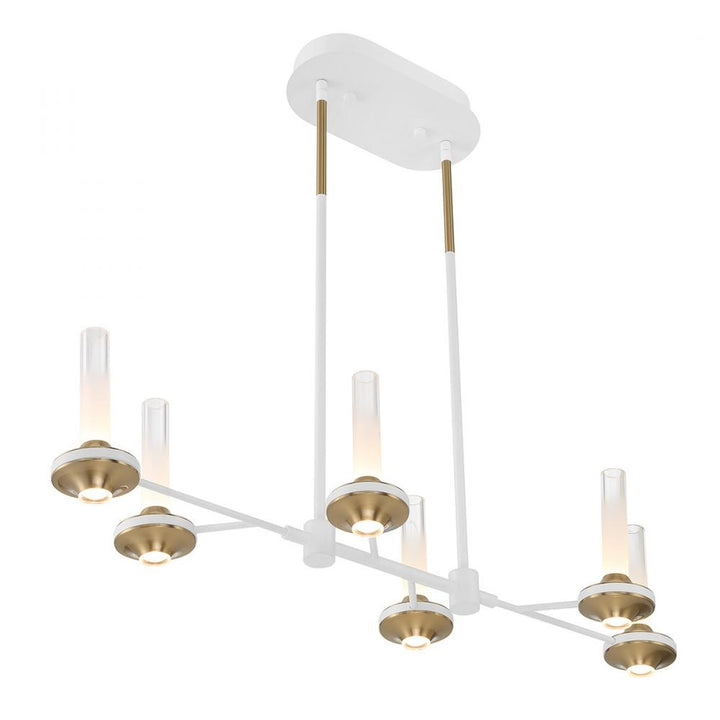 Torcia 12 Light Chandelier in White and Brass