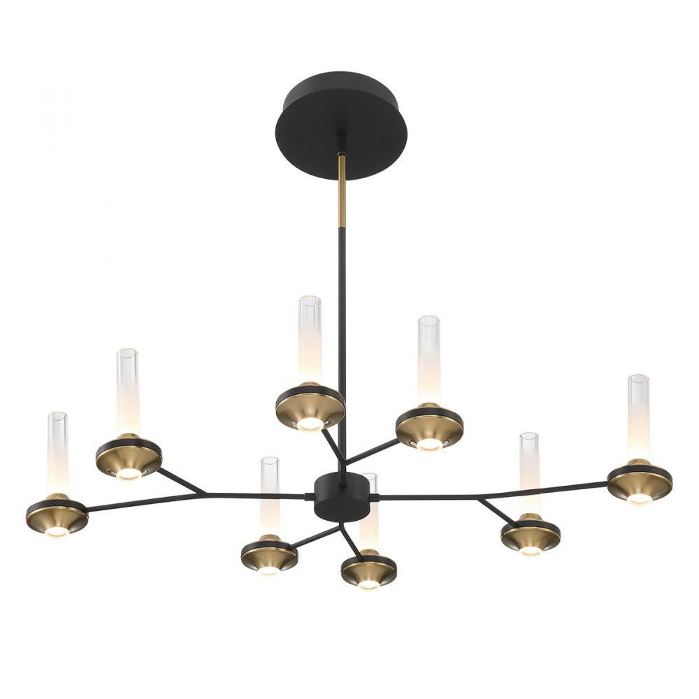Torcia 16 Light Chandelier in Black and Brass