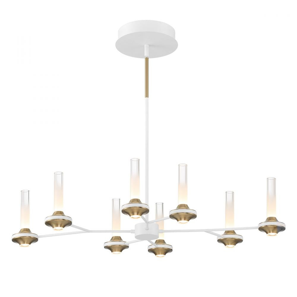 Torcia 16 Light Chandelier in White and Brass