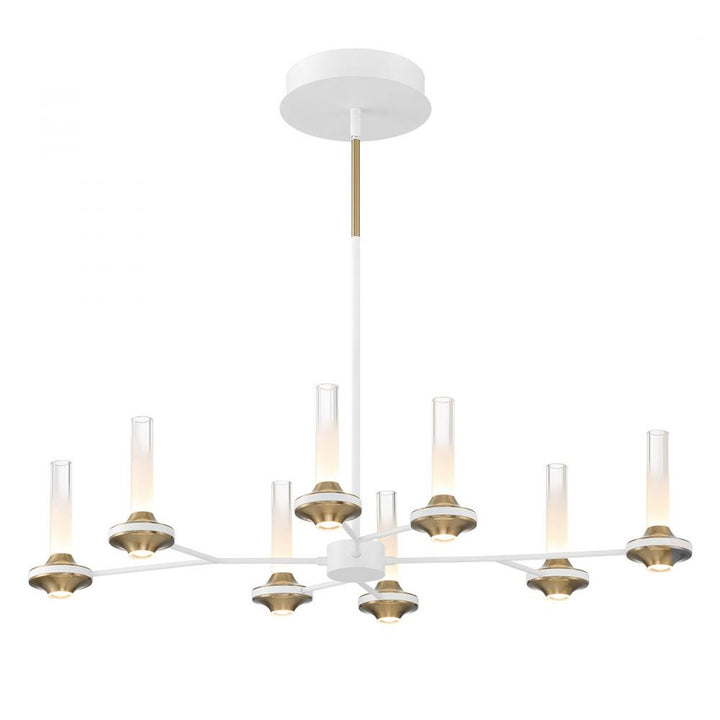 Torcia 16 Light Chandelier in White and Brass