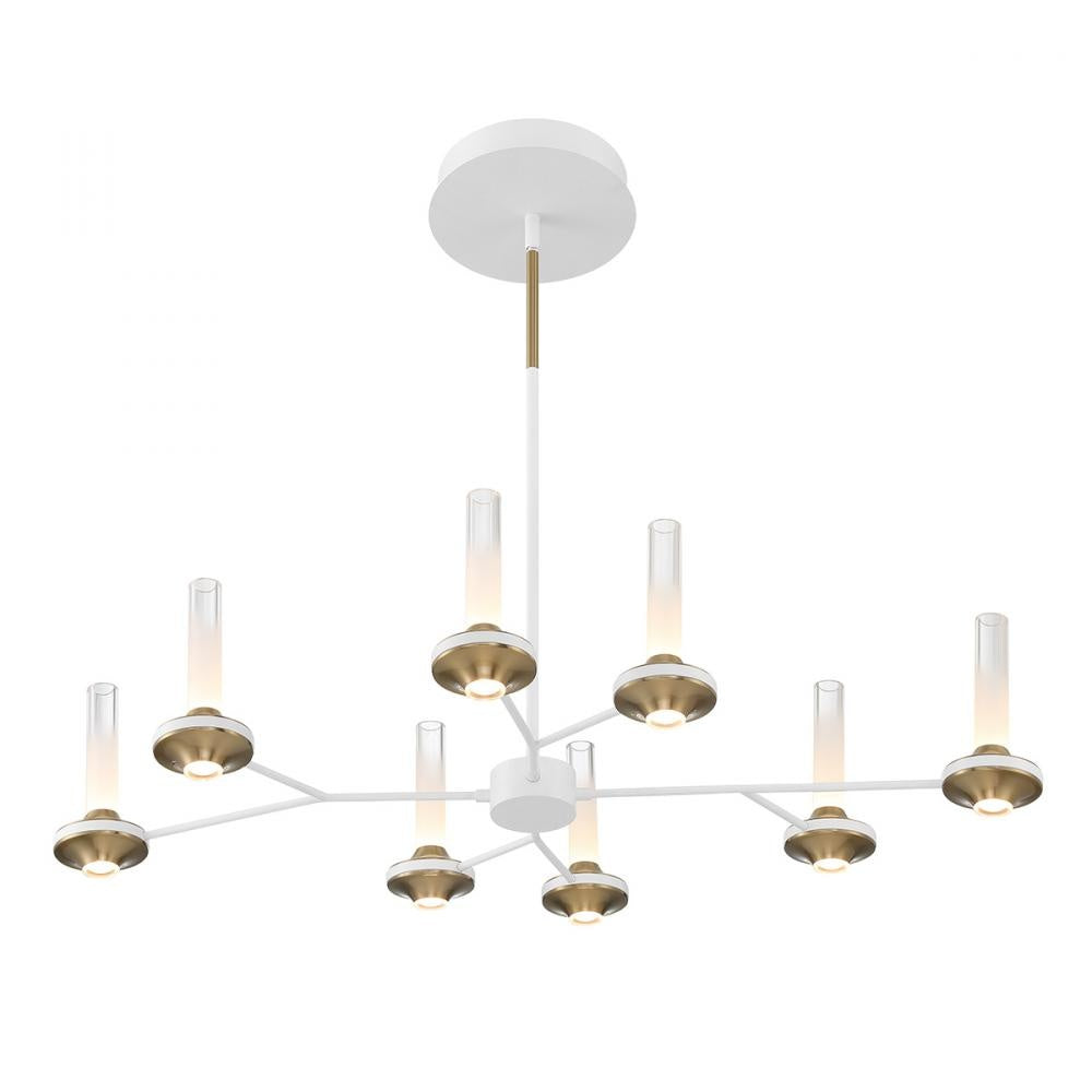 Torcia 16 Light Chandelier in White and Brass