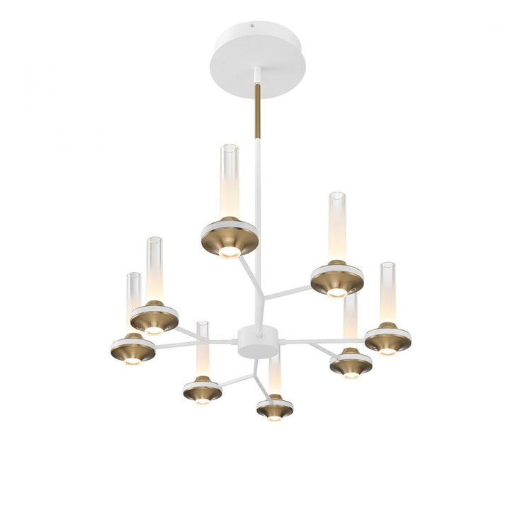 Torcia 16 Light Chandelier in White and Brass