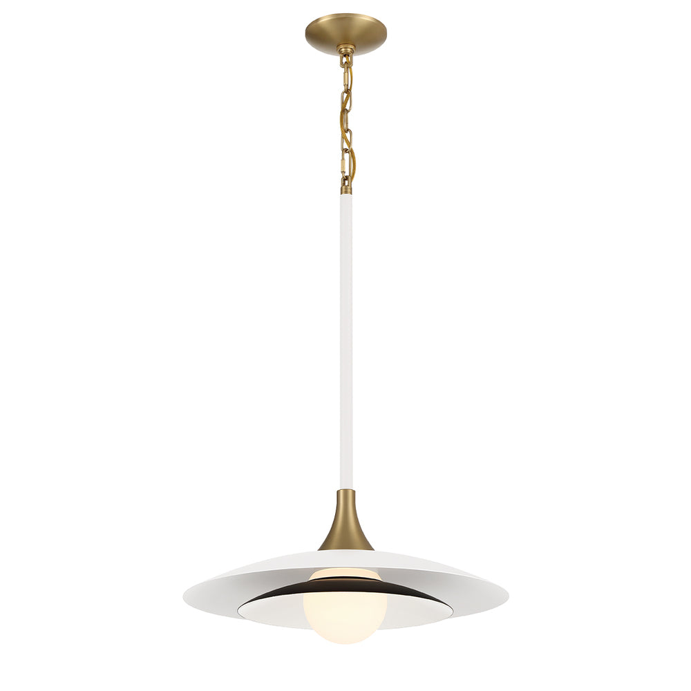 Welsh 1 Light Pendant in White and Black