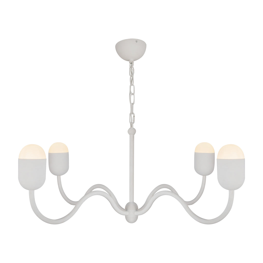 Effie 39-in Antique White/Opal Glass Socket Chandelier