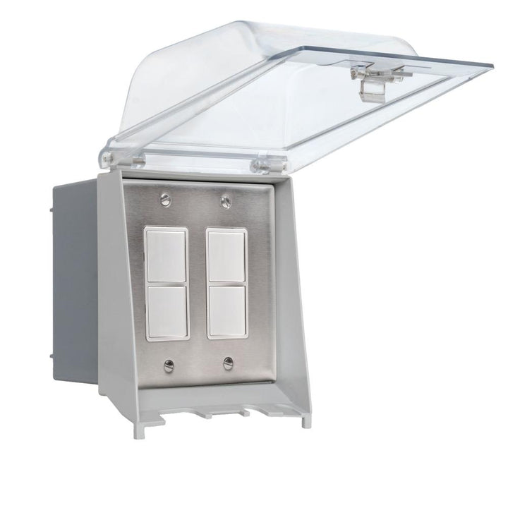 Eurofase EFDOWPS Surface Mount Dual Duplex Stack Switch With Weatherproof Cover and Gang Box