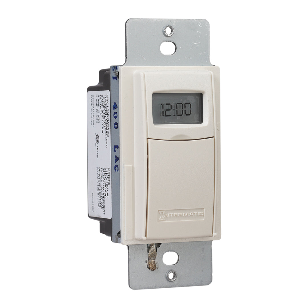 Electronic Countdown Timer, Programmable, 120-277 VAC, 50/60 Hz, 1 Second to 24 Hours, Light Almond