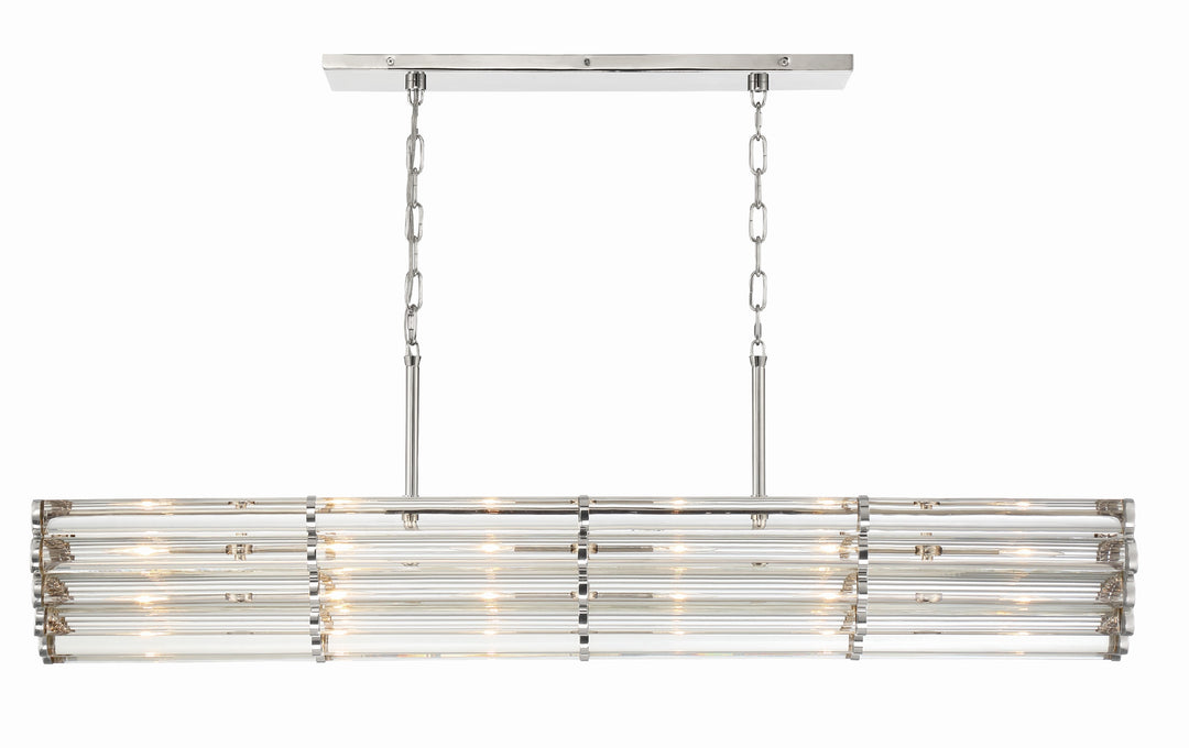 Libby Langdon Elliot 6 Light Polished Nickel Linear Chandelier