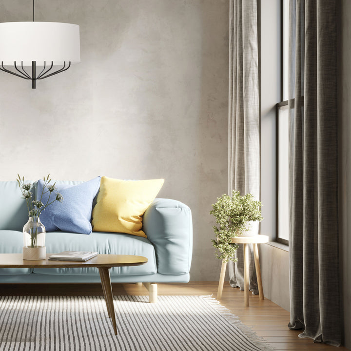 8LT Incandescent Chandelier, MB w/ WH Shade