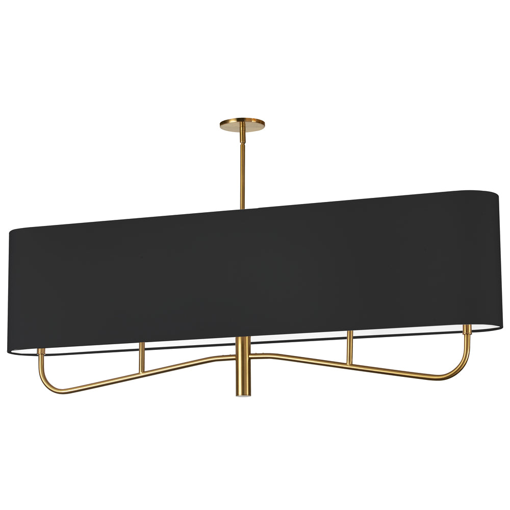 4LT Incan Horizontal Chandelier, AGB w/ BK Shade