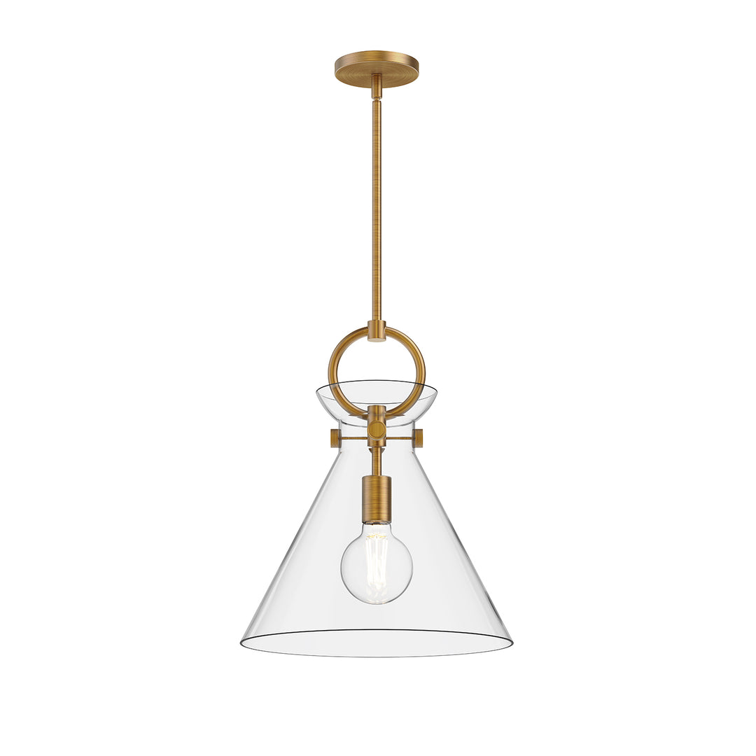 Emerson 14-in Aged Gold/Clear 1 Light Pendant