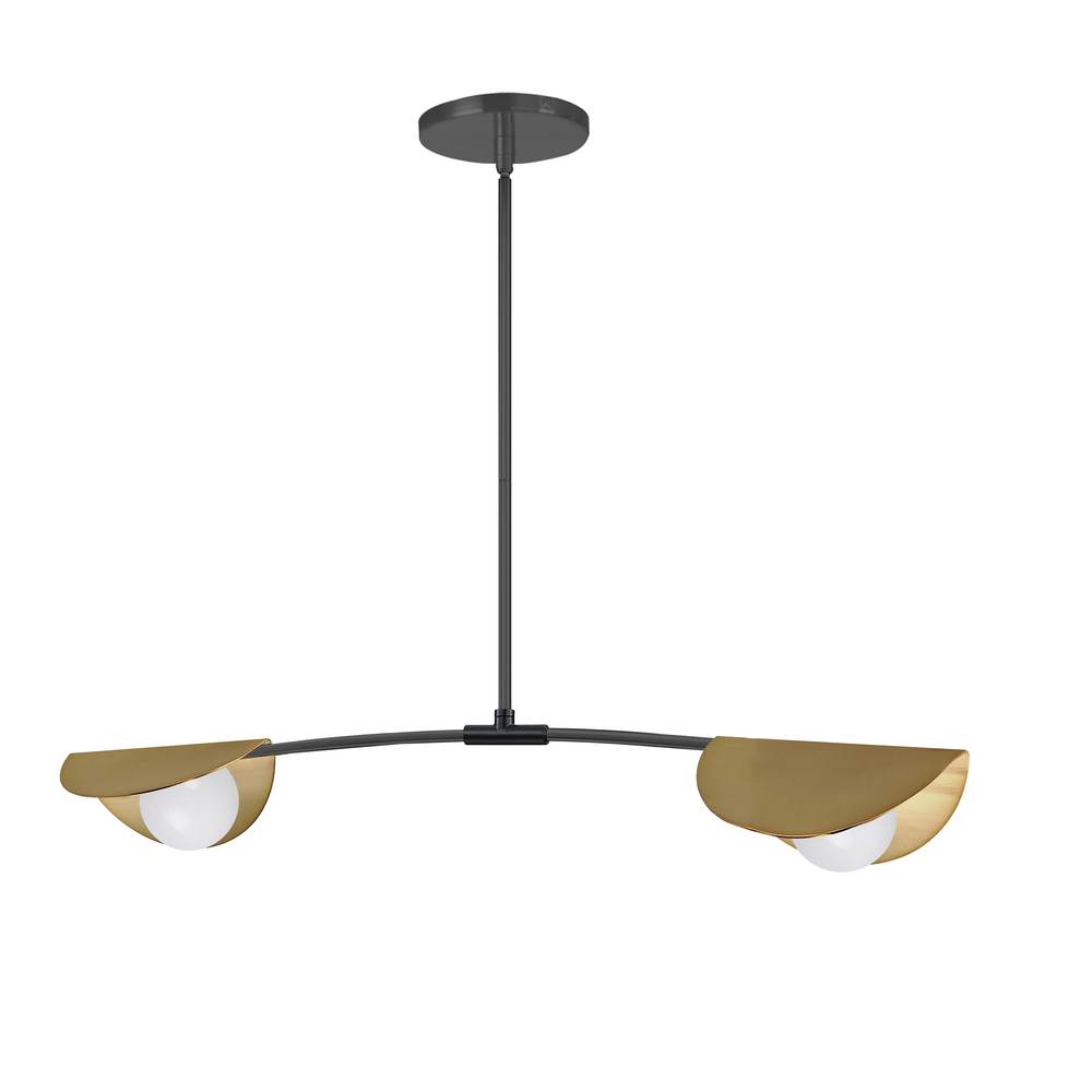 2 LT Halogen Horiz Pendant, MB / AGB w/ WH Glass
