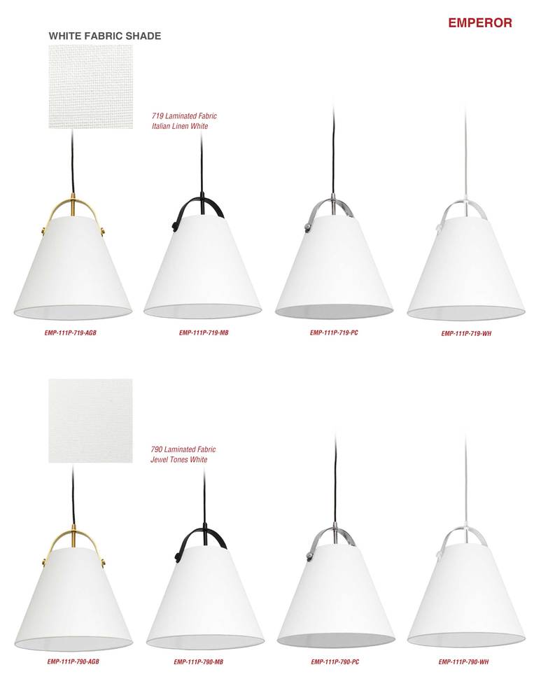 1LT Emperor Pendant P Chrome w/Off White Shade