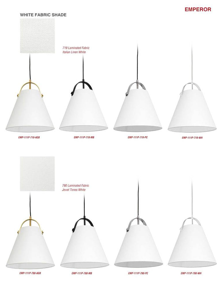 1LT Emperor Pendant P Chrome w/Off White Shade