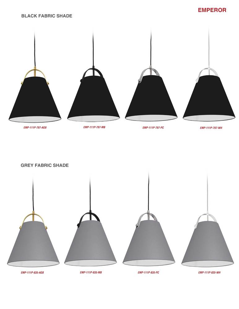 1LT Emperor Pendant Matte Black w/ Black Shade