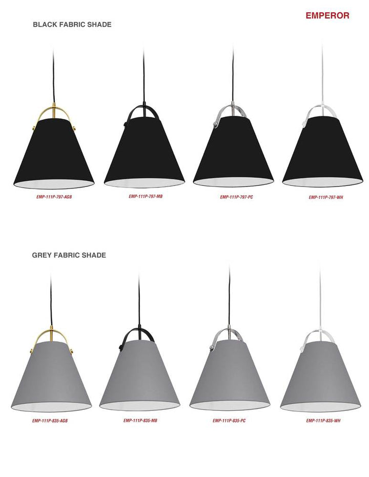 1LT Emperor Pendant Matte Black w/ Black Shade