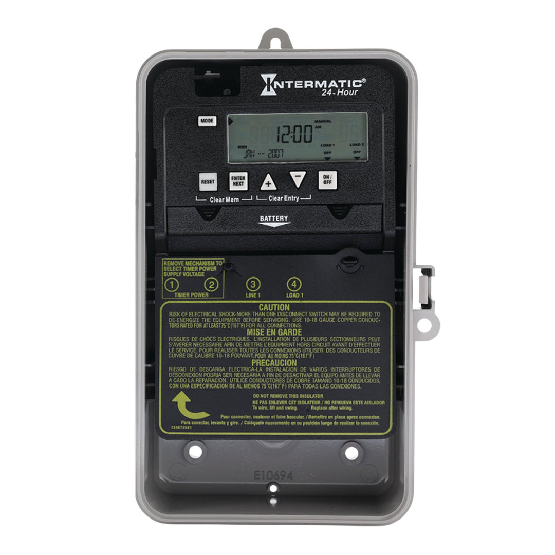 24-Hour 1 Circuit Electronic Control, 120-277 VAC, 60 Hz, SPST, Indoor/Outdoor Plastic Enclosure