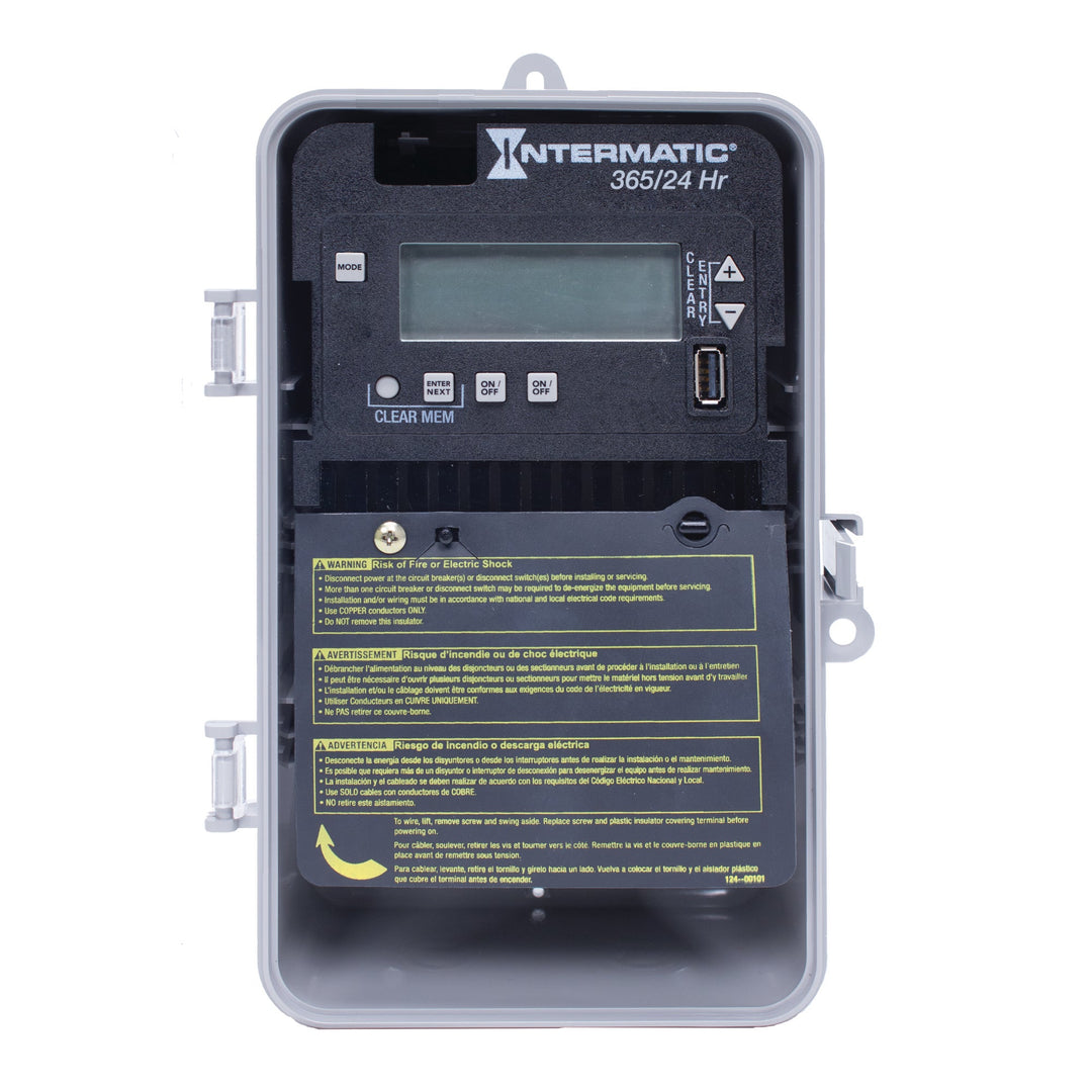 24-Hour/365 Day 2-Circuit Electronic Control, 120-277 VAC, 2-SPST/DPST, Indoor/Outdoor Plastic Enclosure