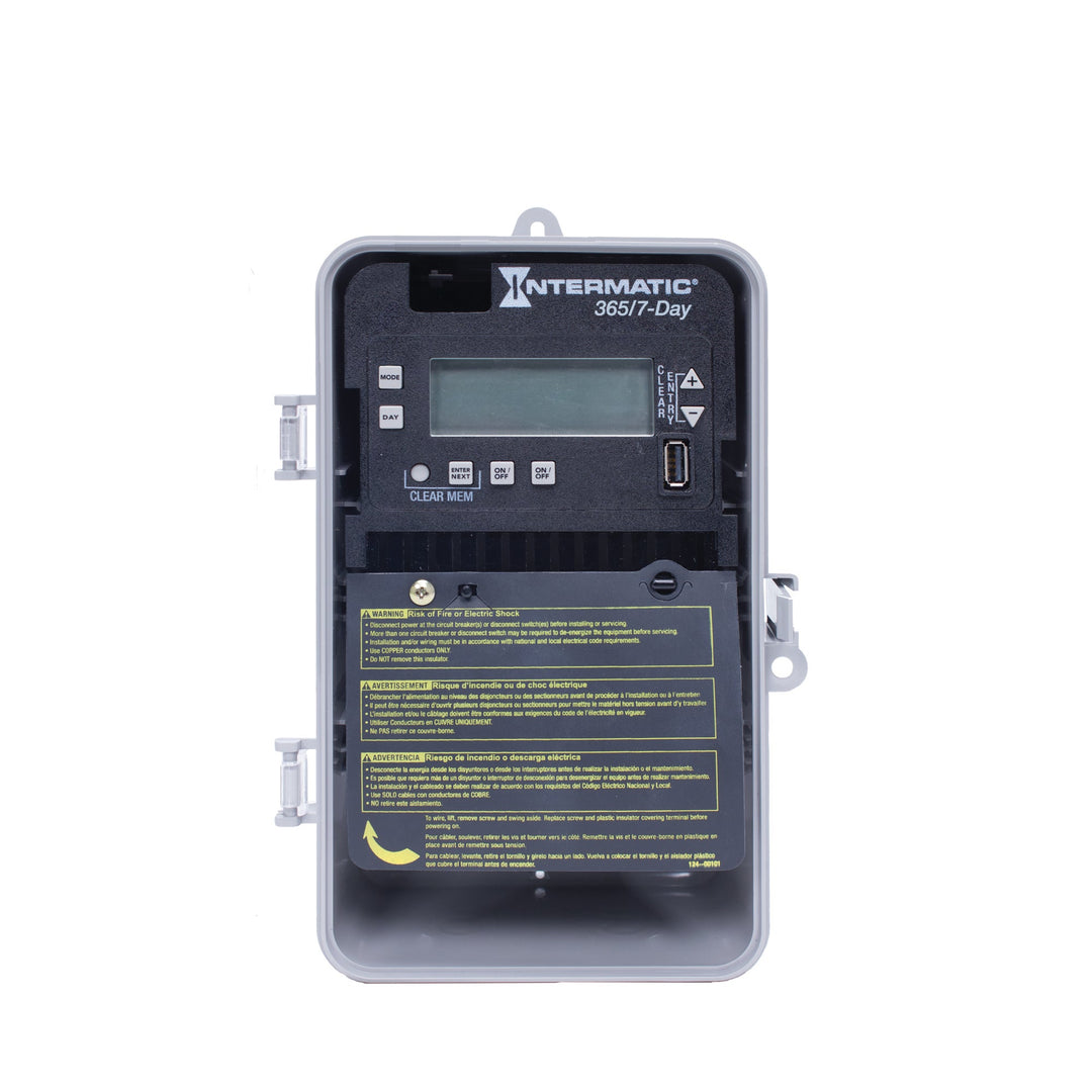 7-Day/365 Day 2-Circuit Electronic Control, 120-277 VAC, 2-SPST/DPST, Indoor/Outdoor Plastic Enclosure