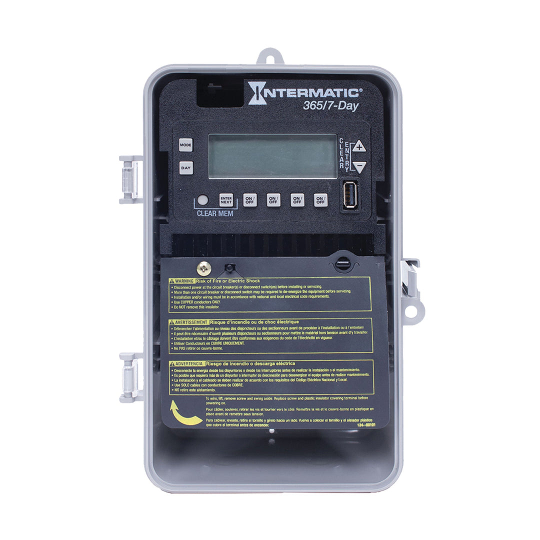 7-Day/365 Day 4-Circuit Electronic Control, 120-277 VAC, 4-SPST/2-DPST, Indoor/Outdoor Plastic Enclosure