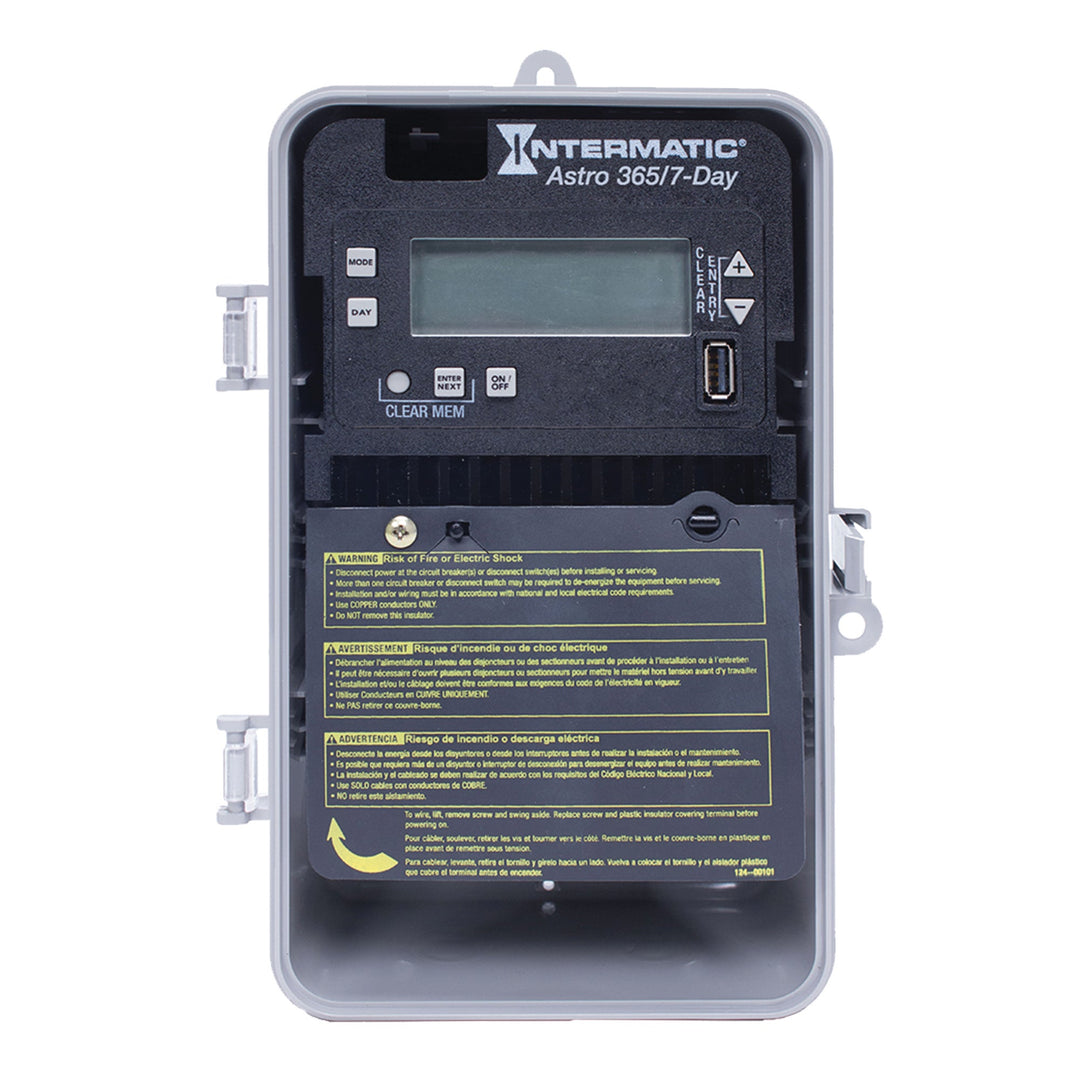 Astronomic 7-Day/365 Day 1-Circuit Electronic Control, 120-277 VAC, SPST, Indoor/Outdoor Plastic Enclosure
