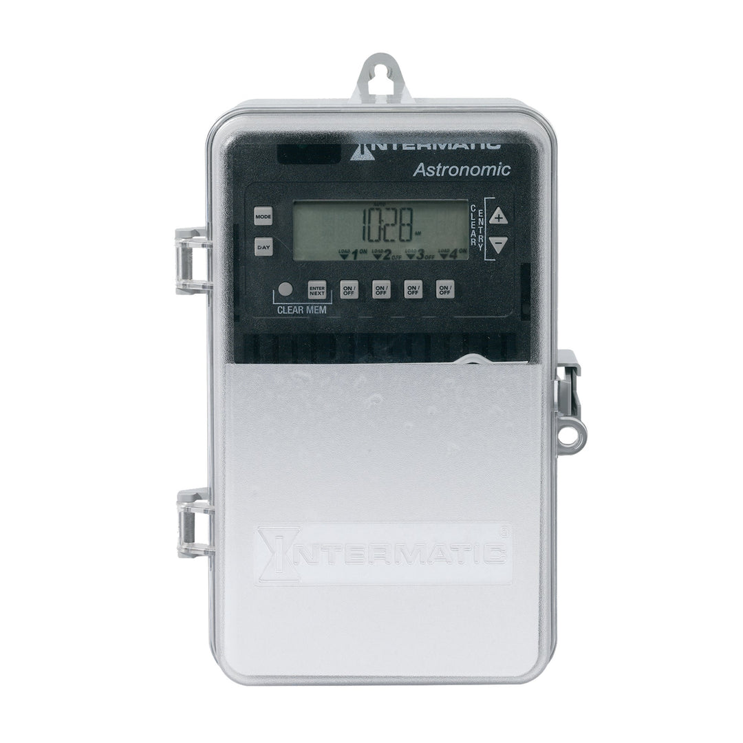 Astronomic 7-Day/365 Day 4-Circuit Electronic Control, 120-277 VAC, 4-SPST/2-DPST, Indoor/Outdoor Plastic Enclosure