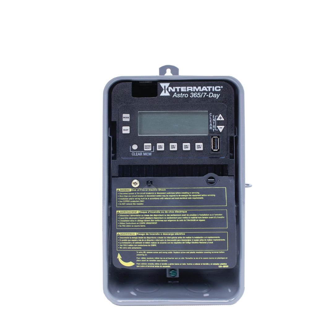 Astronomic 7-Day/365 Day 4-Circuit Electronic Control, 120-277 VAC, 4-SPST/2-DPST, Outdoor Metal Enclosure