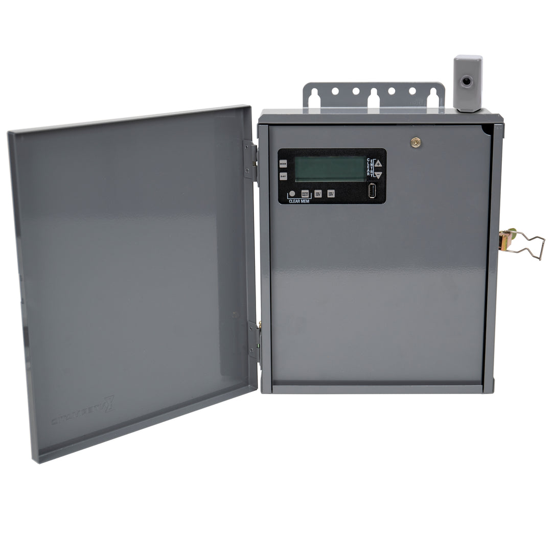 Expanded 4-Pole Lighting Contractor Box, 120 - 480 VAC, 60 Hz, 4PST, Outdoor Metal Enclosure