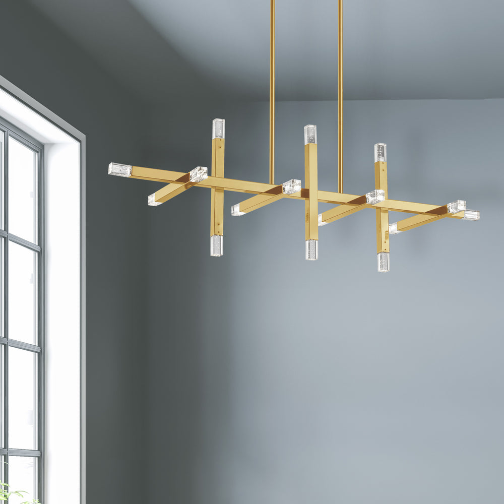 48W Horiz Chandelier, AGB w/ Acrylic Diffuser