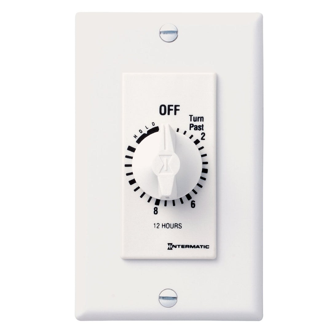 Spring Wound Countdown Timer, Decorator Style, 125-277 VAC, 50/60 Hz, SPST, 12 Hour Max, With Hold, White