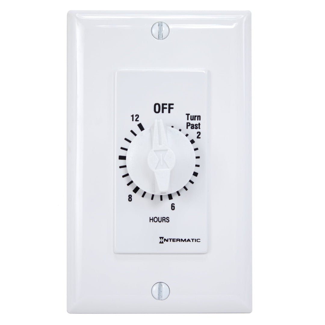 Spring Wound Countdown Timer, Decorator Style, 125-277 VAC, 50/60 Hz, SPST, 12 Hour Max, Without Hold, White