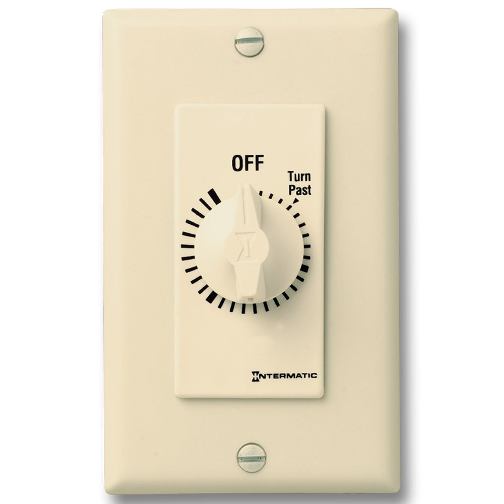 Spring Wound Countdown Timer, Decorator Style, 125-277 VAC, 50/60 Hz, SPST, 2 Hour Max, Without Hold, Ivory