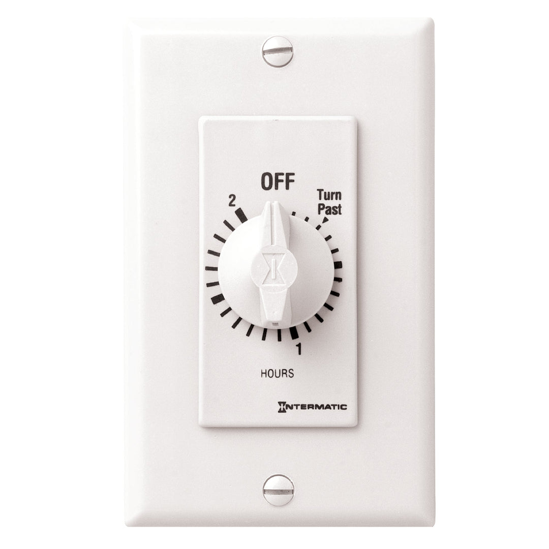 Spring Wound Countdown Timer, Decorator Style, 125-277 VAC, 50/60 Hz, SPDT, 2 Hour Max, Without Hold, White