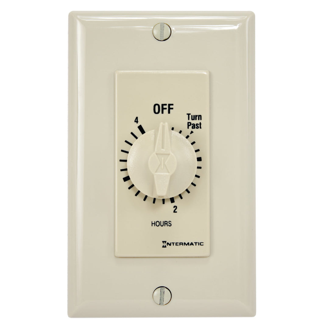 Spring Wound Countdown Timer, Decorator Style, 125-277 VAC, 50/60 Hz, SPDT, 4 Hour Max, Without Hold, Ivory