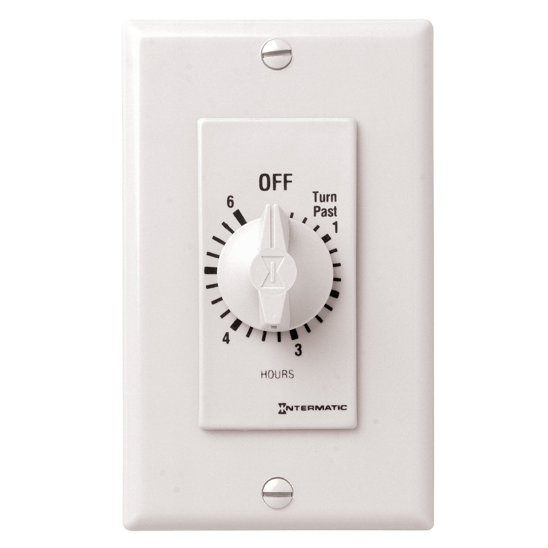 Spring Wound Countdown Timer, Decorator Style, 125-277 VAC, 50/60 Hz, DPST, 6 Hour Max, Without Hold, White