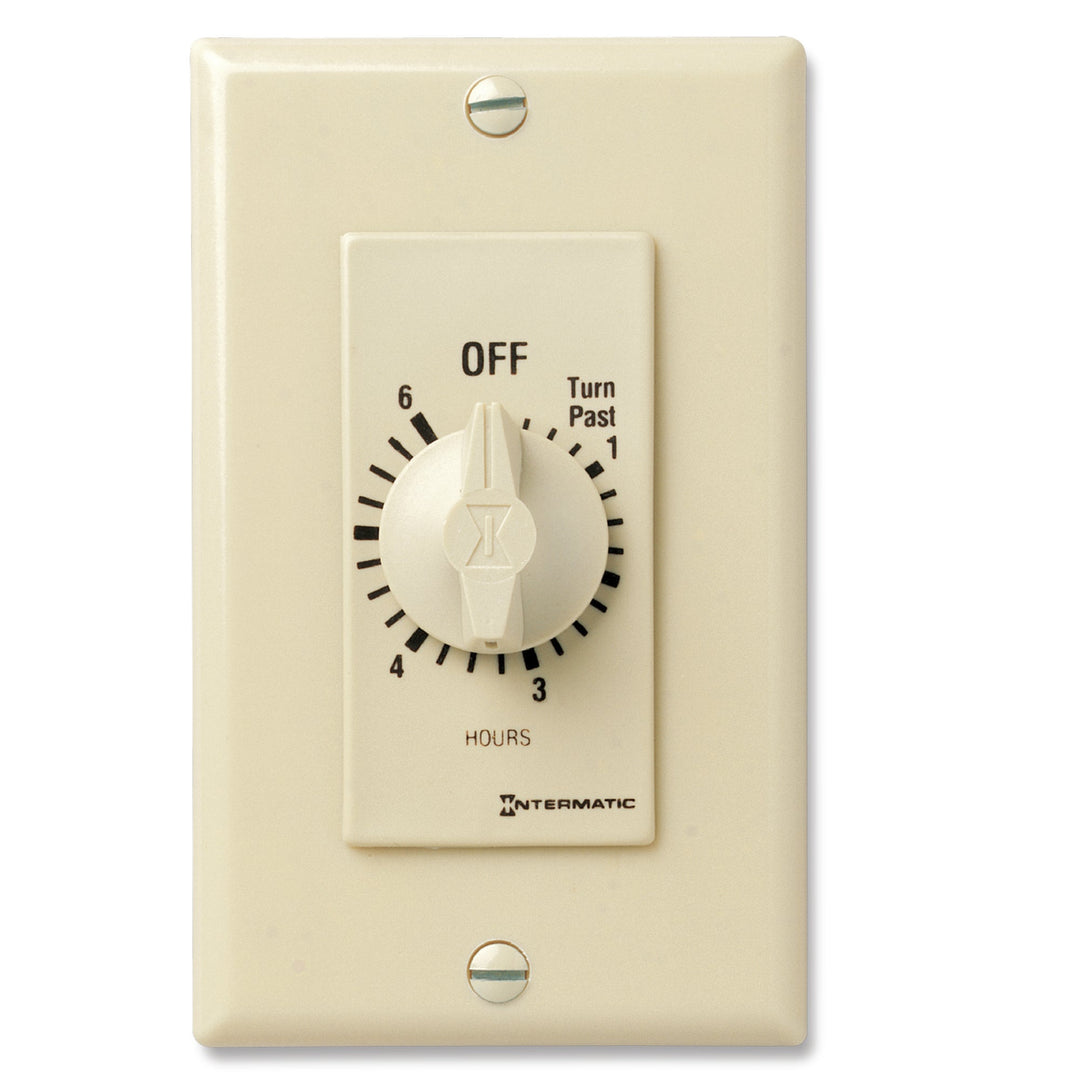 Spring Wound Countdown Timer, Decorator Style, 125-277 VAC, 50/60 Hz, SPST, 6 Hour Max, Without Hold, Ivory