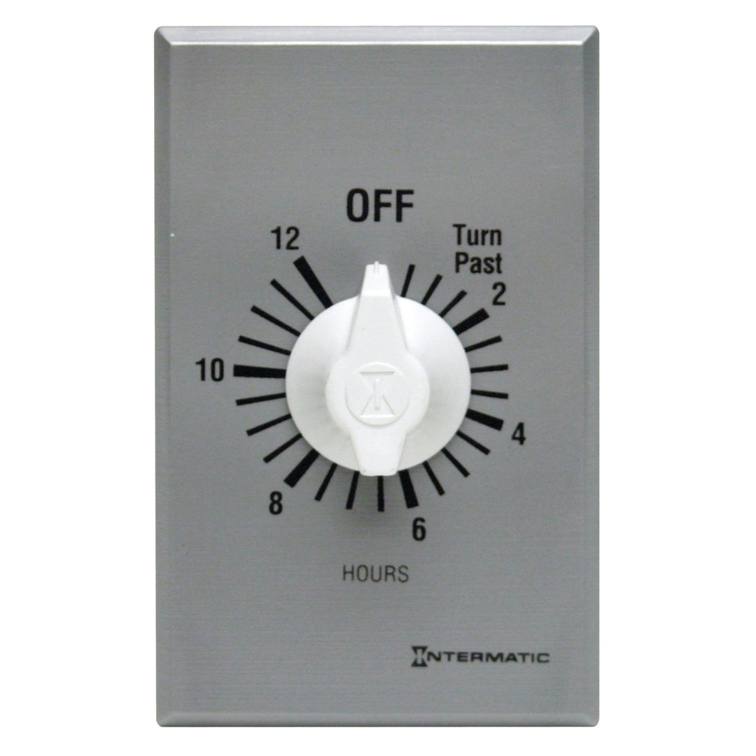 Spring Wound Countdown Timer, Commercial, 125-277 VAC, 50/60 Hz, SPDT, 12 Hour Max, Without Hold, Silver