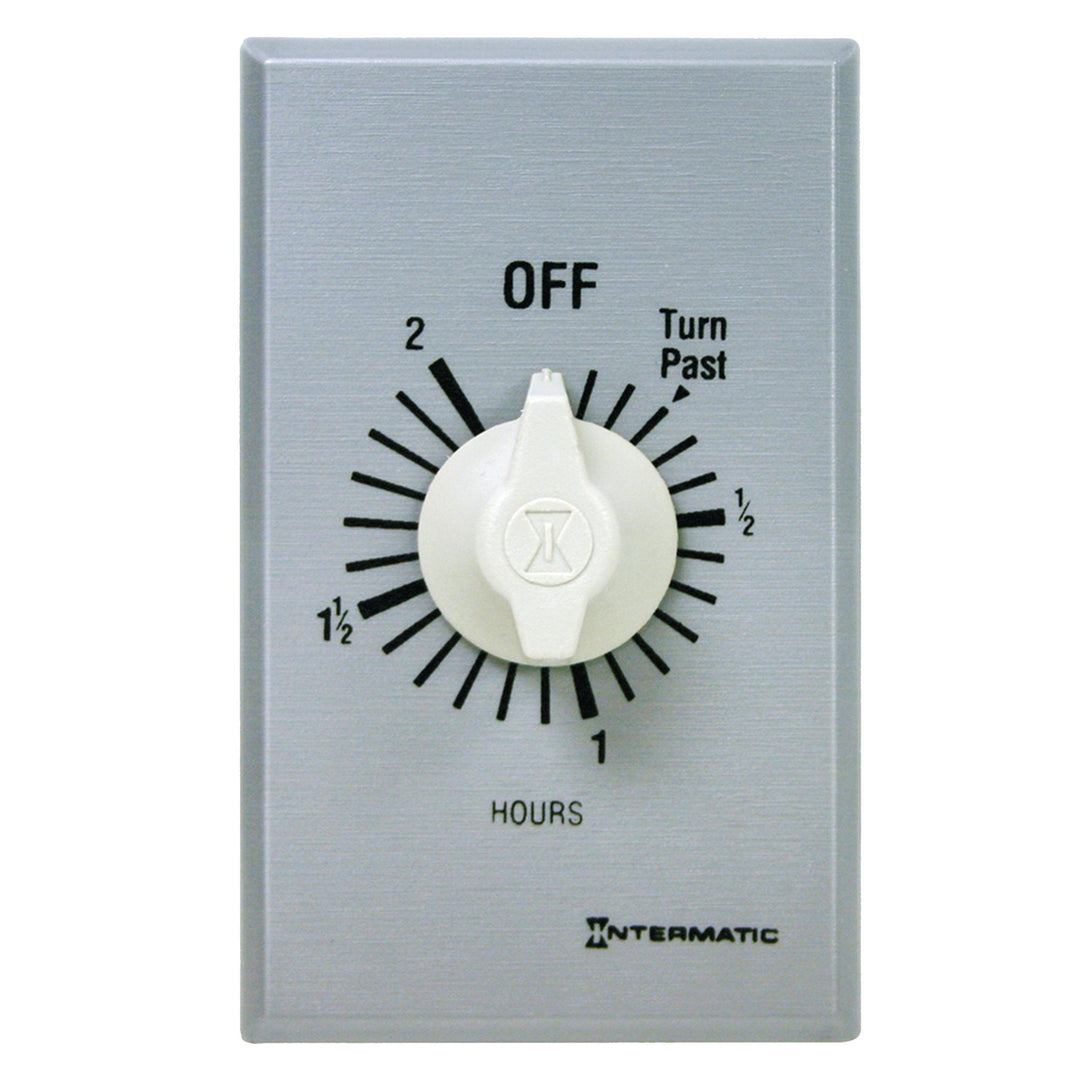 Spring Wound Countdown Timer, Commercial, 125-277 VAC, 50/60 Hz, SPDT, 2 Hour Max, Without Hold, Silver