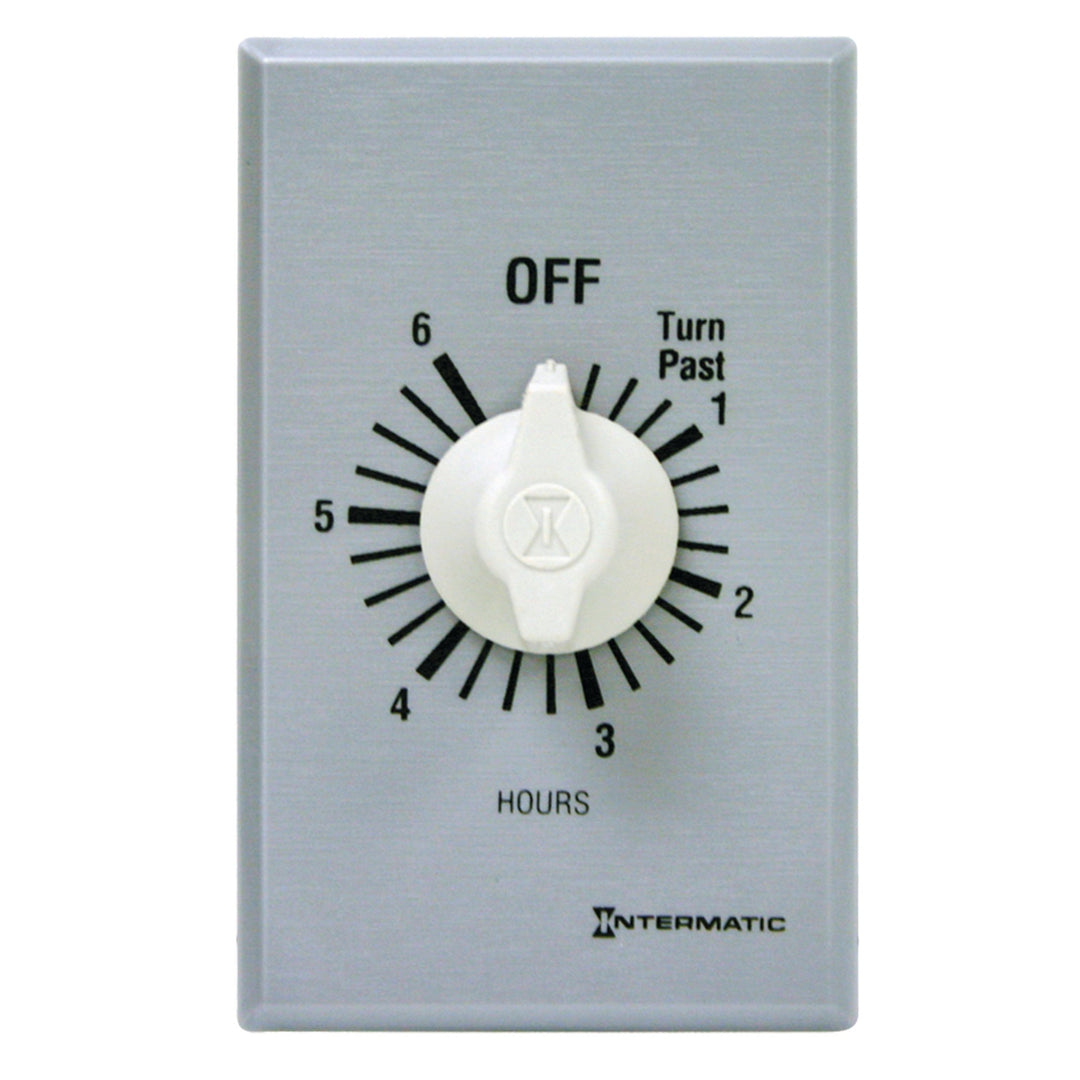 Spring Wound Countdown Timer, Commercial, 125-277 VAC, 50/60 Hz, SPDT, 6 Hour Max, Without Hold, Silver