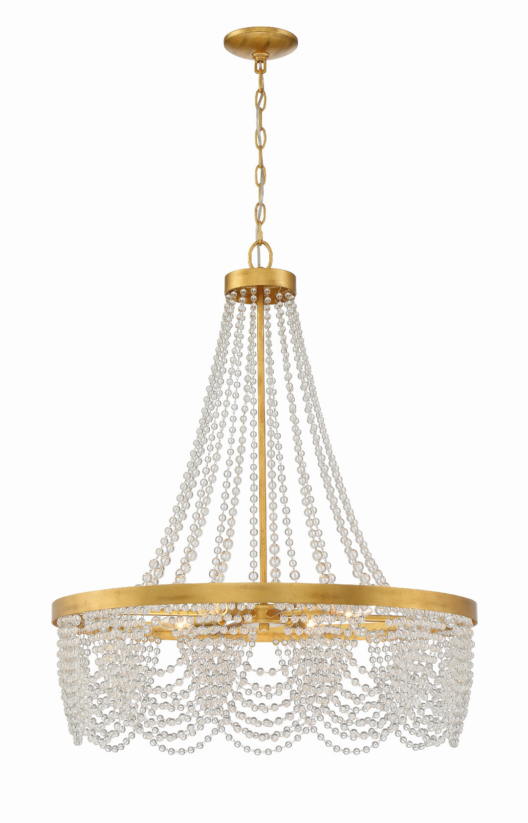 Fiona 4 Light Antique Gold Chandelier with Clear Beads