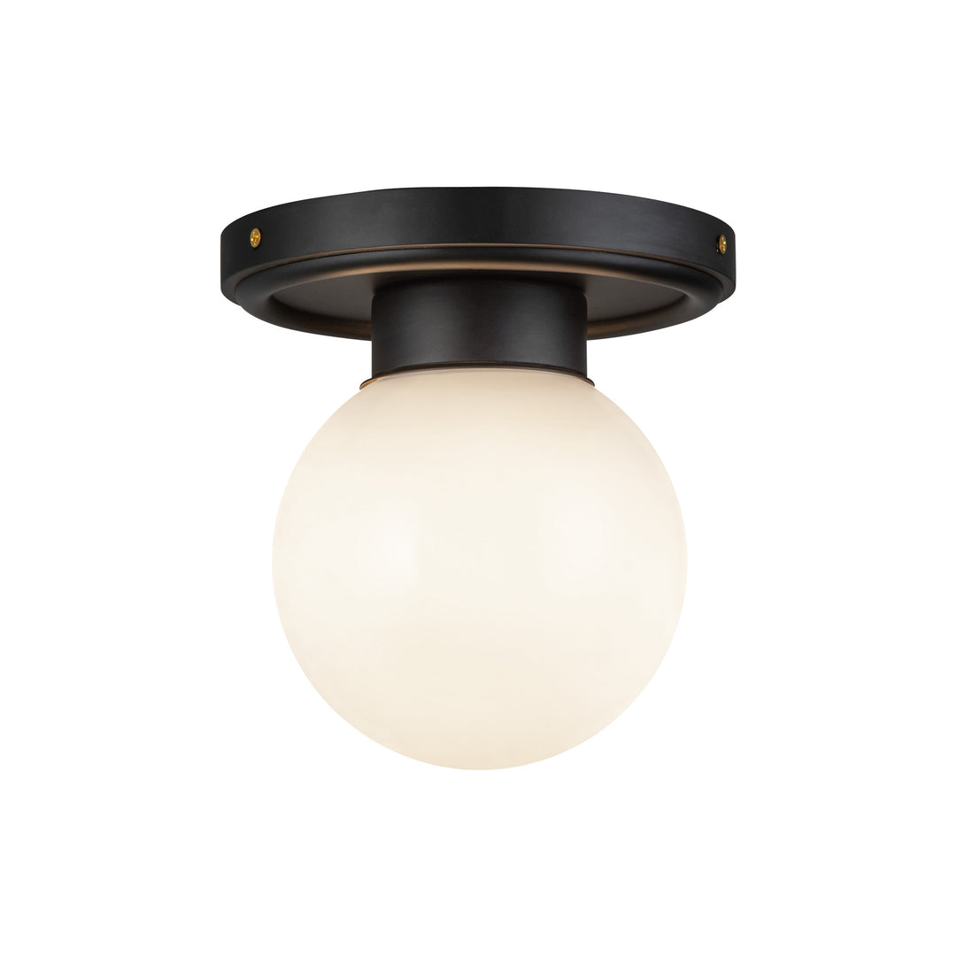 Fiore 6-in Matte Black/Glossy Opal Glass 1 Light Semi-Flush