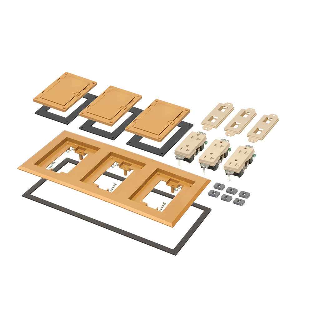 3 GANG CARAMEL FLR BOX