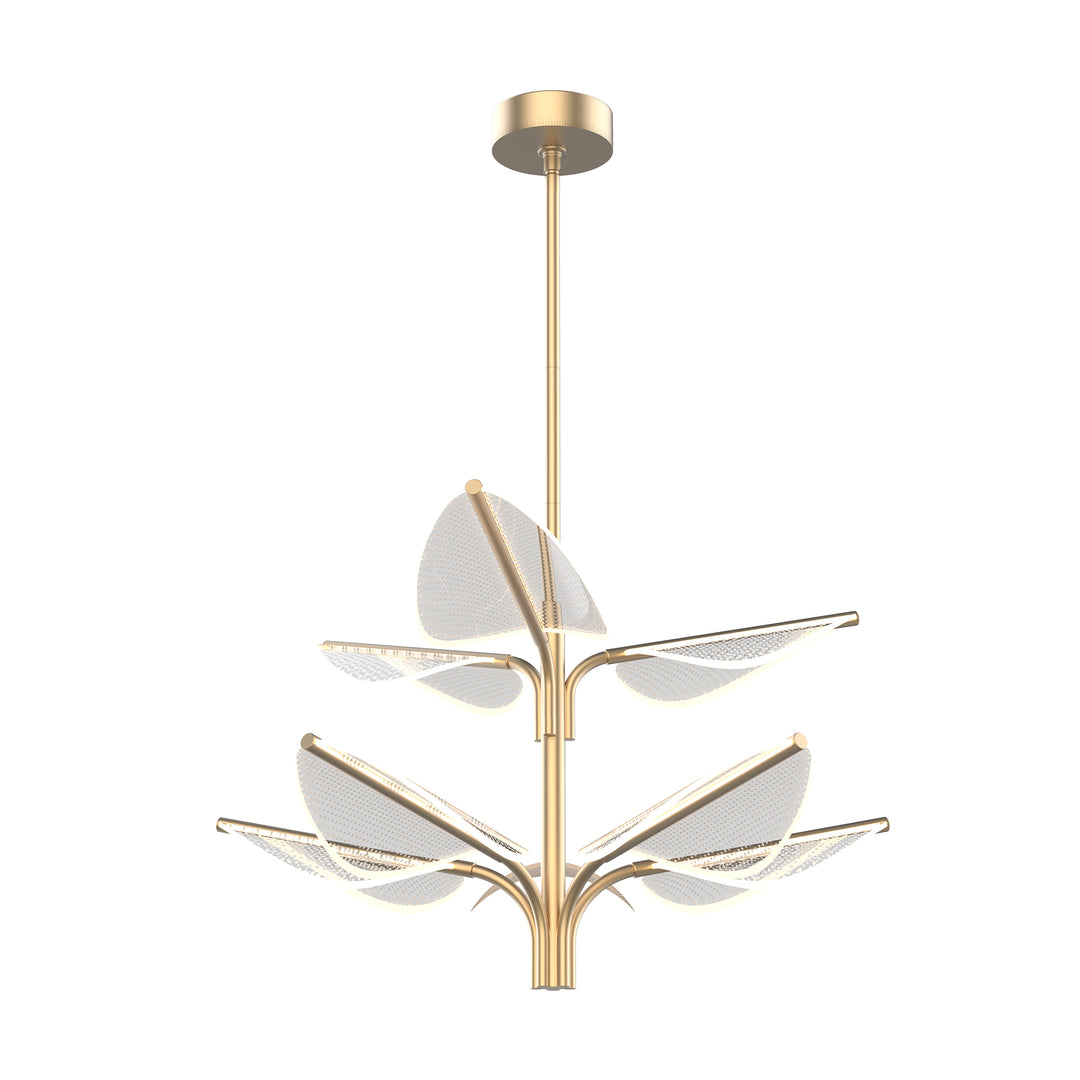 Flora 31-in Two-Tier Natural Brass LED Pendant