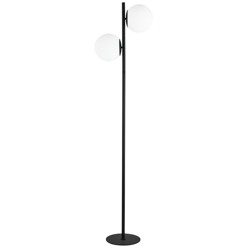2LT Incandescent Floor Lamp, MB w/ WH Opal Glass