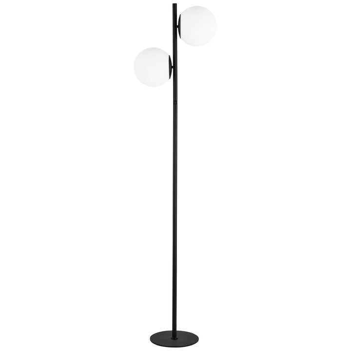 2LT Incandescent Floor Lamp, MB w/ WH Opal Glass
