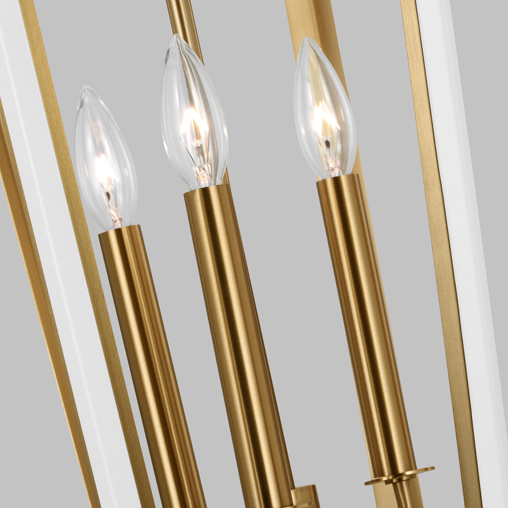 Curt traditional dimmable indoor small 3-light lantern chandelier in a matte white finish with gold